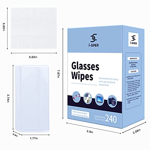 Lens Cleaning Wipes Glasses Wipes 250 Count Pre-Moistened Quick Dry Individua...