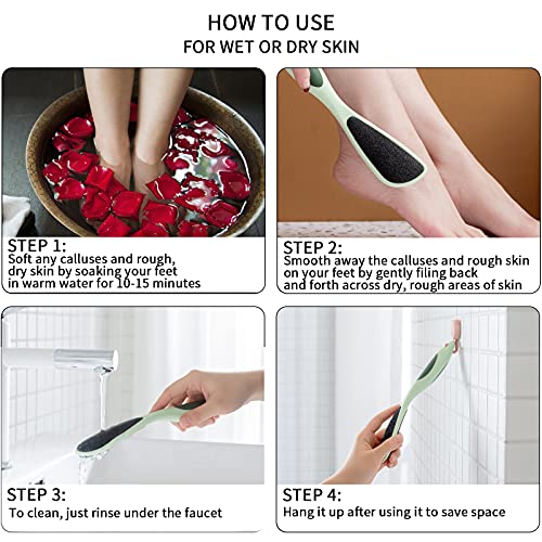 2 Packs Double-Sided Pumice Stone for Feet, Foot Pumice with Handle, Ergonomi...