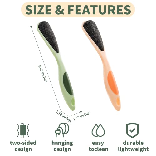 2 Packs Double-Sided Pumice Stone for Feet, Foot Pumice with Handle, Ergonomi...