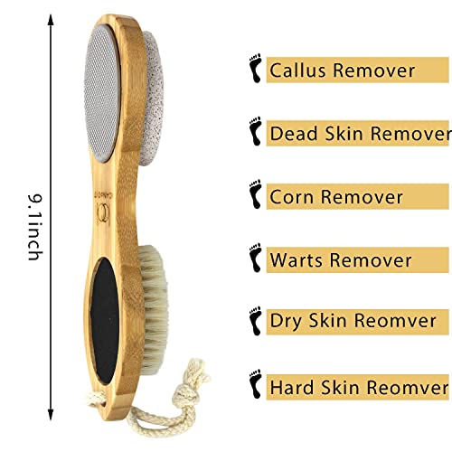 ICANdOIT Natural Bamboo Foot File Callus Remover-Multi Purpose 4 in 1 Feet Pe...