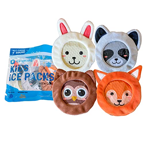 ICEWRAPS 4” Round Reusable Bead Gel Packs with Soft Cloth Cover - Hot Cold Bo...