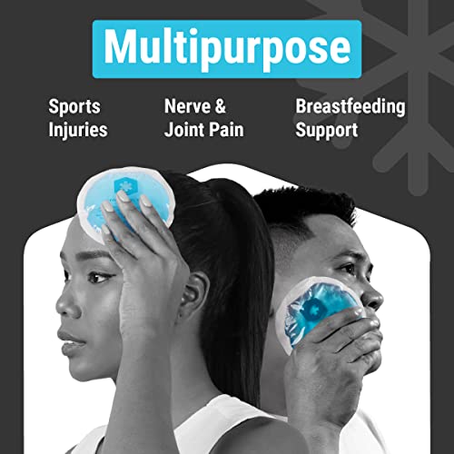 ICEWRAPS 4” Round Reusable Gel Ice Packs with Cloth Backing - Hot Cold Pack f...