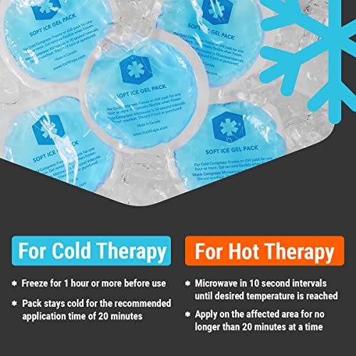 ICEWRAPS 4” Round Reusable Gel Ice Packs with Cloth Backing - Hot Cold Pack f...