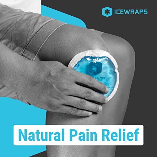 ICEWRAPS 4” Round Reusable Gel Ice Packs with Cloth Backing - Hot Cold Pack f...