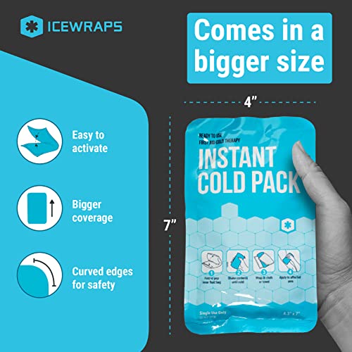 ICEWRAPS 4”x7” Instant Ice Packs for Injuries - 50 Count Bulk Emergency Singl...