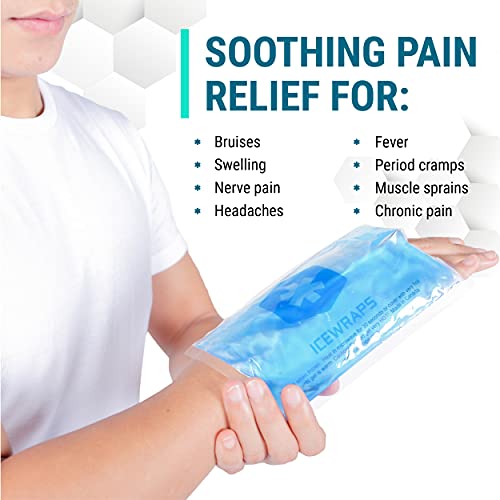 ICEWRAPS 5”x7” Reusable Gel Ice Packs - Hot Cold Pack for Injuries, Pain Reli...