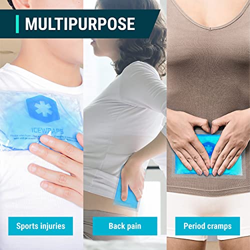 ICEWRAPS 5”x7” Reusable Gel Ice Packs - Hot Cold Pack for Injuries, Pain Reli...