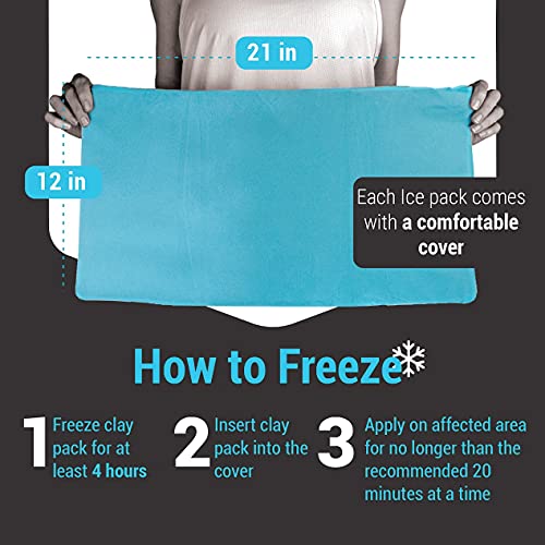 IceWraps Cold Therapy Clay Pack with Cover (Oversized 12”x21”) | Clay Ice Pac...