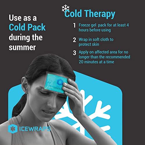 ICEWRAPS Reusable Gel Ice Pack 3"x5" Medical-Grade Hot & Cold Therapy Pads fo...