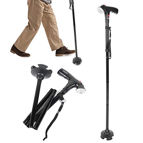 Ichiias Comfortable Walking Stick with Light Aluminum Alloy Walking Stick Con...