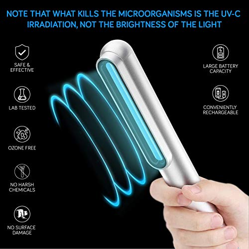 UV-C Light Sanitizer Wand - Powerful 253nm UV Sterilizer Rechargeable Handhel...