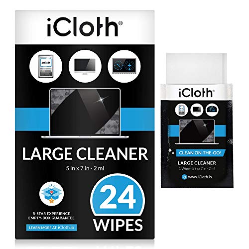 iCloth Screen Cleaning Wipes [7.2 x 5 Inches - 24 Wipes] Safe for All Screens...