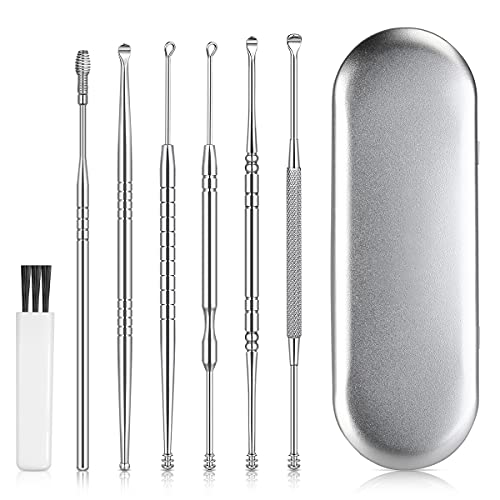 Ear Wax Removal Kit - Ear Pick Tools Stainless Steel 6 in 1 Ear Spoon Curette...