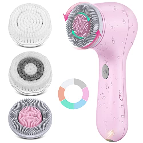 Facial Cleansing Brush Face Scrubber: Electric Exfoliating Spin Brush IPX7 Wa...