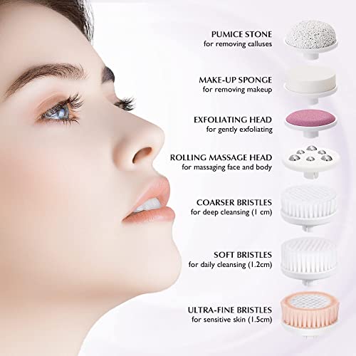 Facial Cleansing Brush Face Scrubber: Electric Exfoliating Spin Cleanser Devi...