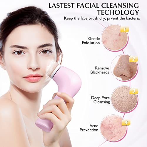 Facial Cleansing Brush Face Scrubber: Electric Exfoliating Spin Cleanser Devi...