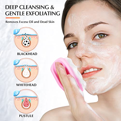Manual Face Scrubber Silicone Exfoliator: Handheld Mini Facial Exfoliating Br...