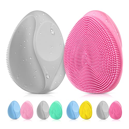 Manual Face Scrubber Silicone Exfoliator: Handheld Mini Facial Exfoliating Br...