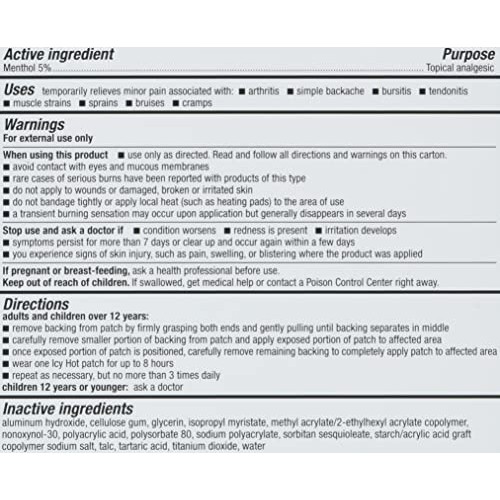 Icy Hot Original Medicated Pain Relief Patch, Large, 5 count