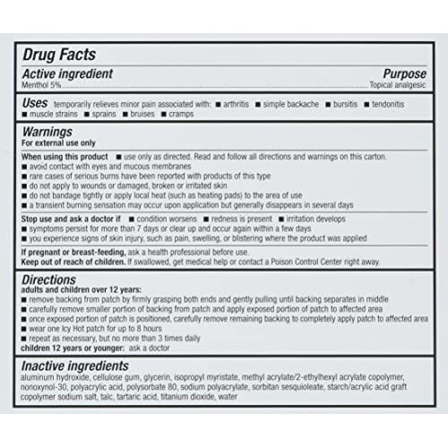 Icy Hot Original Medicated Pain Relief Patch, Large, 5 count