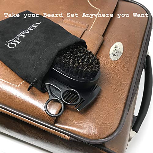 IDALIO® Beard Brush and Comb Set for Men Grooming with Natural Boar Bristle B...