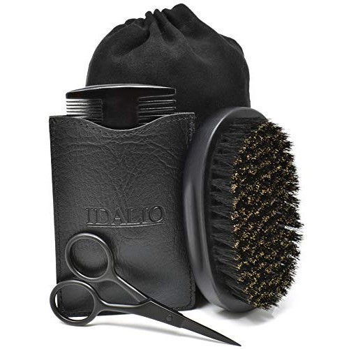 IDALIO® Beard Brush and Comb Set for Men Grooming with Natural Boar Bristle B...