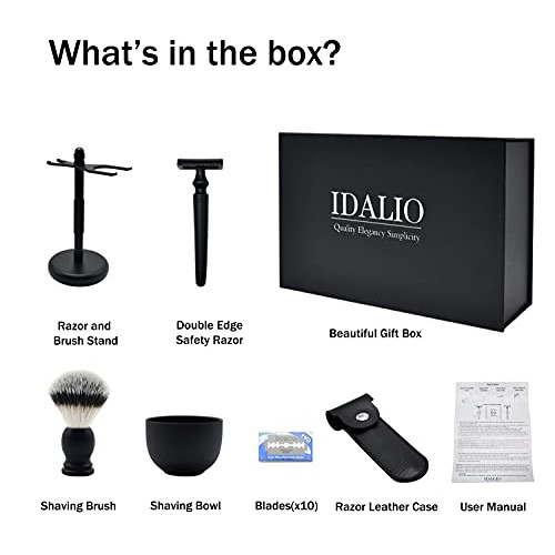 IDALIO® Shaving kit for Men Double Edged Safety Razor Gift Set with Shaving B...