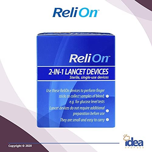 ReliOn 25 Gauge Needle 2-in-1 Lancing Device for Normal Skin, 50 Ct +"Look Af...