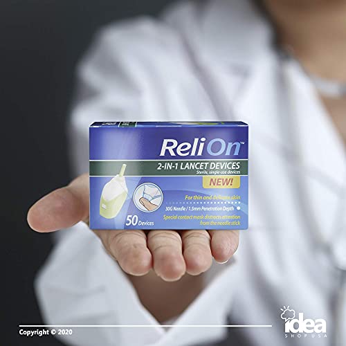 ReliOn 30 Gauge Needle 2-in-1 Lancing Device, 50 Ct +"Look After Your Diabete...
