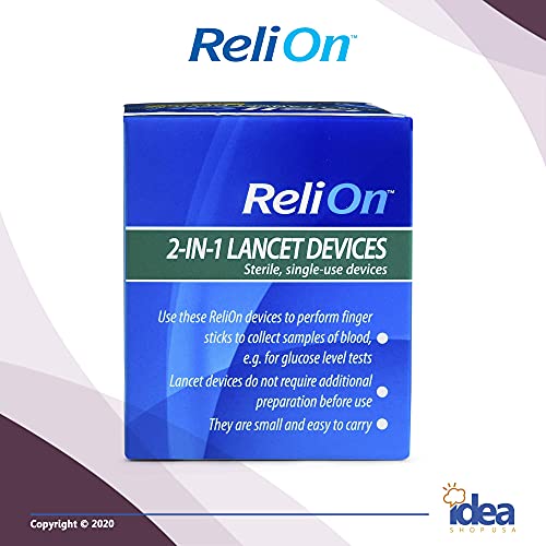 ReliOn 30 Gauge Needle 2-in-1 Lancing Device, 50 Ct +"Look After Your Diabete...