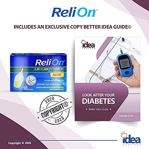 ReliOn 30 Gauge Needle 2-in-1 Lancing Device, 50 Ct +"Look After Your Diabete...