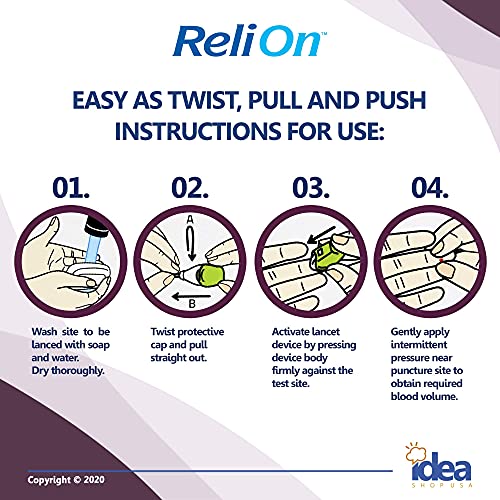 ReliOn 30 Gauge Needle 2-in-1 Lancing Device, 50 Ct +"Look After Your Diabete...