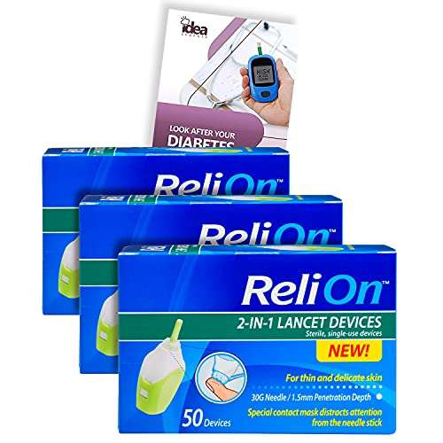 ReliOn 30 Gauge Needle 2-in-1 Lancing Device, 50 Ct +"Look After Your Diabete...