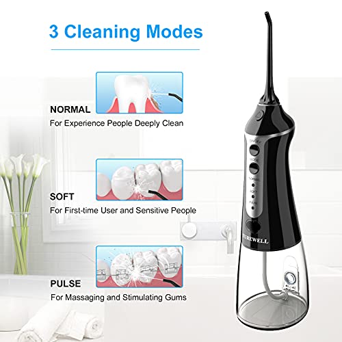 Water Dental Flosser Cordless for Teeth and Brace, 300ML Portable Dental Oral...
