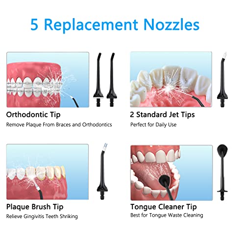 Water Dental Flosser Cordless for Teeth and Brace, 300ML Portable Dental Oral...