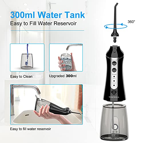 Water Dental Flosser Cordless for Teeth and Brace, 300ML Portable Dental Oral...