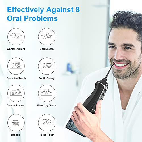 Water Dental Flosser Cordless for Teeth and Brace, 300ML Portable Dental Oral...