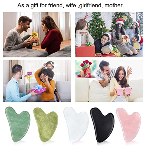 ideayard Rose Quartz Gua Sha Massage Tool - Certificated Natural Face Sculpti...