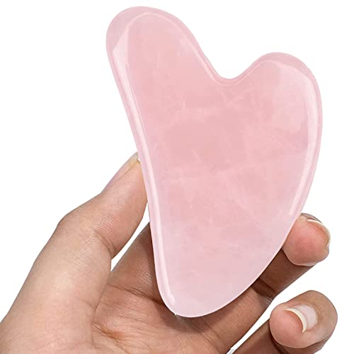 ideayard Rose Quartz Gua Sha Massage Tool - Certificated Natural Face Sculpti...