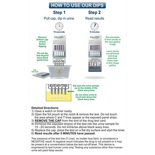 5 Pack Identify Diagnostics 5 Panel Drug Test Dip - Testing Instantly for 5 D...