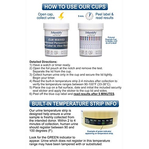 5 Pack Identify Diagnostics 6 Panel Drug Test Cup - Testing Instantly for 6 D...