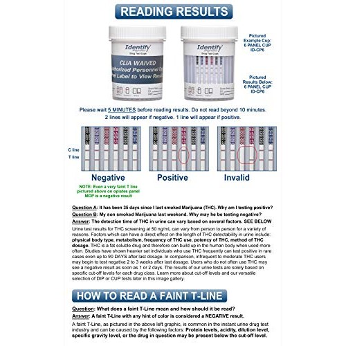 5 Pack Identify Diagnostics 6 Panel Drug Test Cup - Testing Instantly for 6 D...