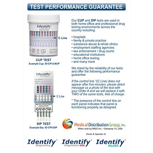 5 Pack Identify Diagnostics 6 Panel Drug Test Cup - Testing Instantly for 6 D...
