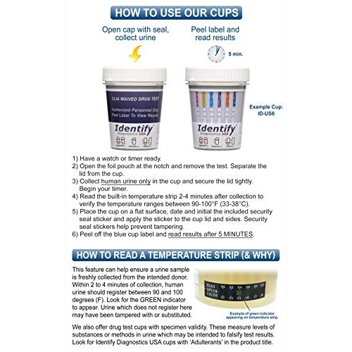 5 Pack Identify Diagnostics USA 14 Panel Drug Test Cup with 6 Adulterations -...