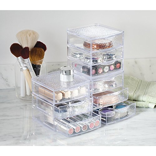 iDesign Rain Plastic 3-Drawer Jewelry Box, Compact Storage Organization Drawe...