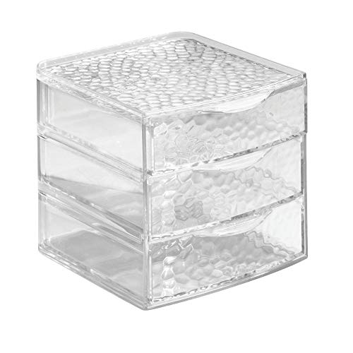iDesign Rain Plastic 3-Drawer Jewelry Box, Compact Storage Organization Drawe...