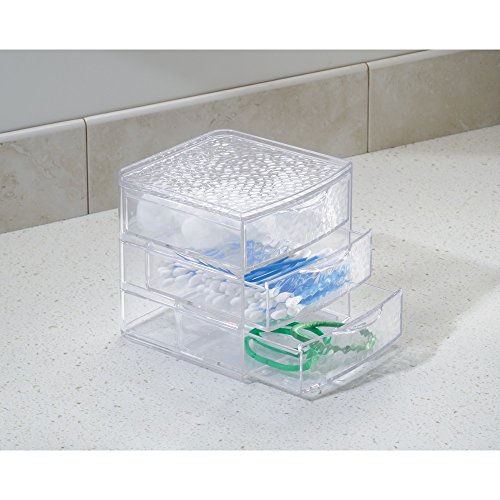 iDesign Rain Plastic 3-Drawer Jewelry Box, Compact Storage Organization Drawe...