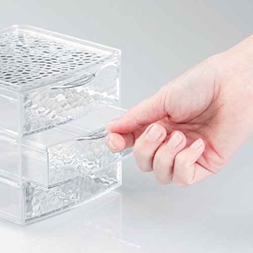 iDesign Rain Plastic 3-Drawer Jewelry Box, Compact Storage Organization Drawe...