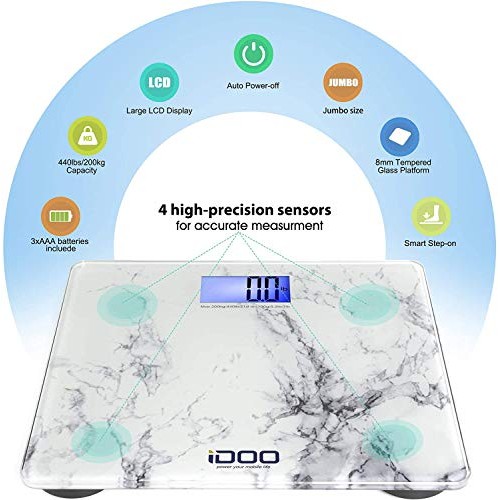 iDOO Bathroom Scale, Highly Accurate Smart Digital Body Weight Scale with Lar...