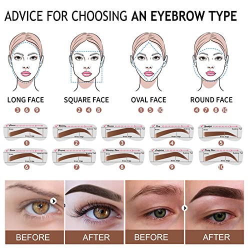 Eyebrow Stamp Stencil Kit, Eyebrow Definer with Brush and Trimmer, Waterproof...
